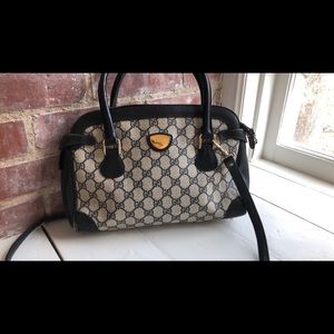 Vintage Blue GG Gucci Crossbody Bag with Rare Gucci Charm GUC